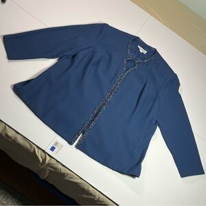 Vtg Karen Miller NY Women’s Size 20 Beaded Trim Jacket Blue Evening Formal Top